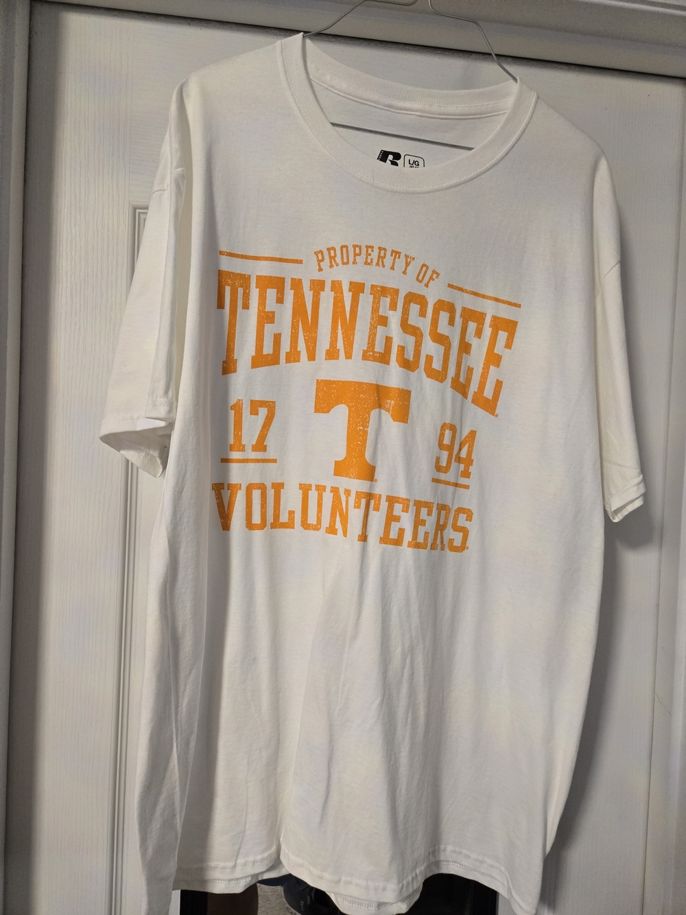 Russell Athletic White T-Shirt with Orange Tennessee Volunteers Graphic